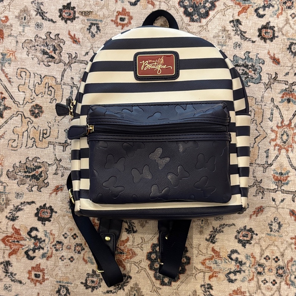 Navy and White Striped Disney Mini Backpack